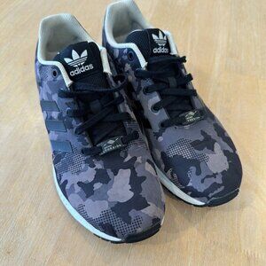 Adidas ZX Flux Torsion Running Shoes Unisex Adults Camo Gray Sz 7 Sneakers